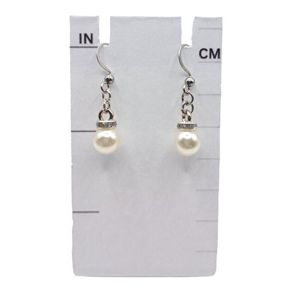 Faux Pearl Drop Earrings | Classy Elegant Jewelry - Picture 3 of 4